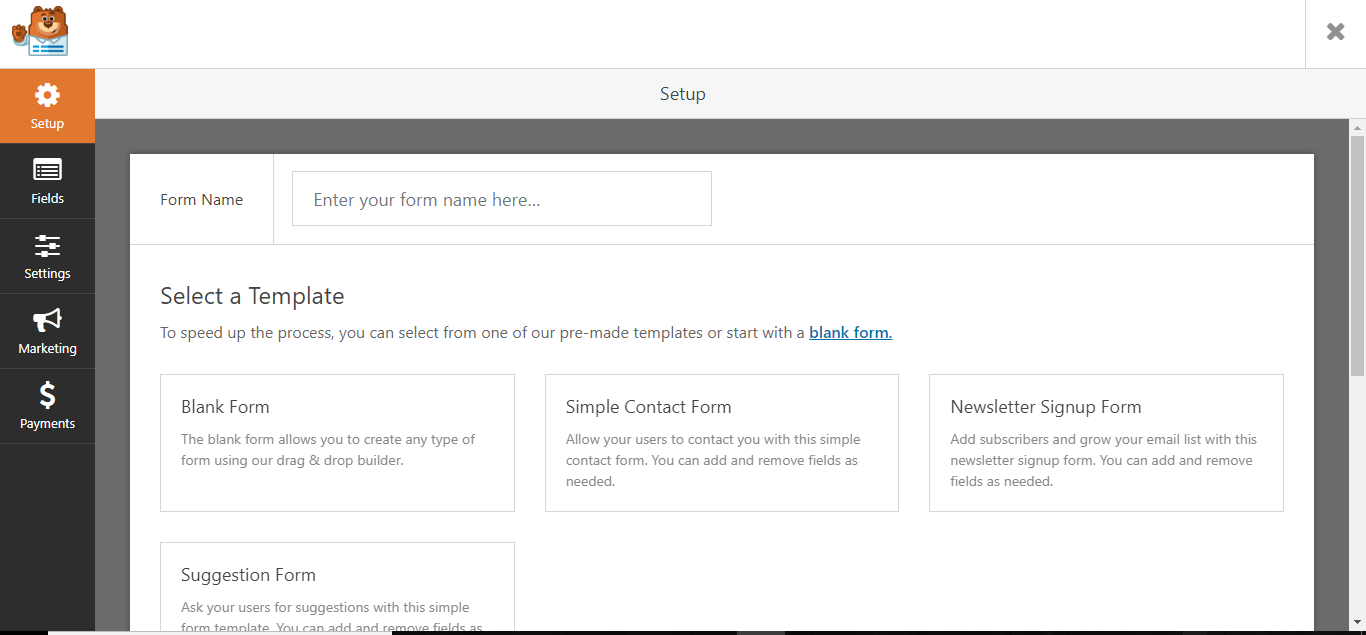 step 1, click on contact form option in wp forms