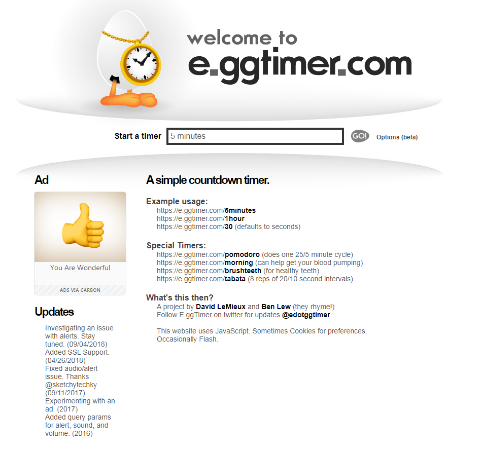 Eggtimer- zamanınızı daha iyi takip etmenize yardımcı olacak basit bir araç
