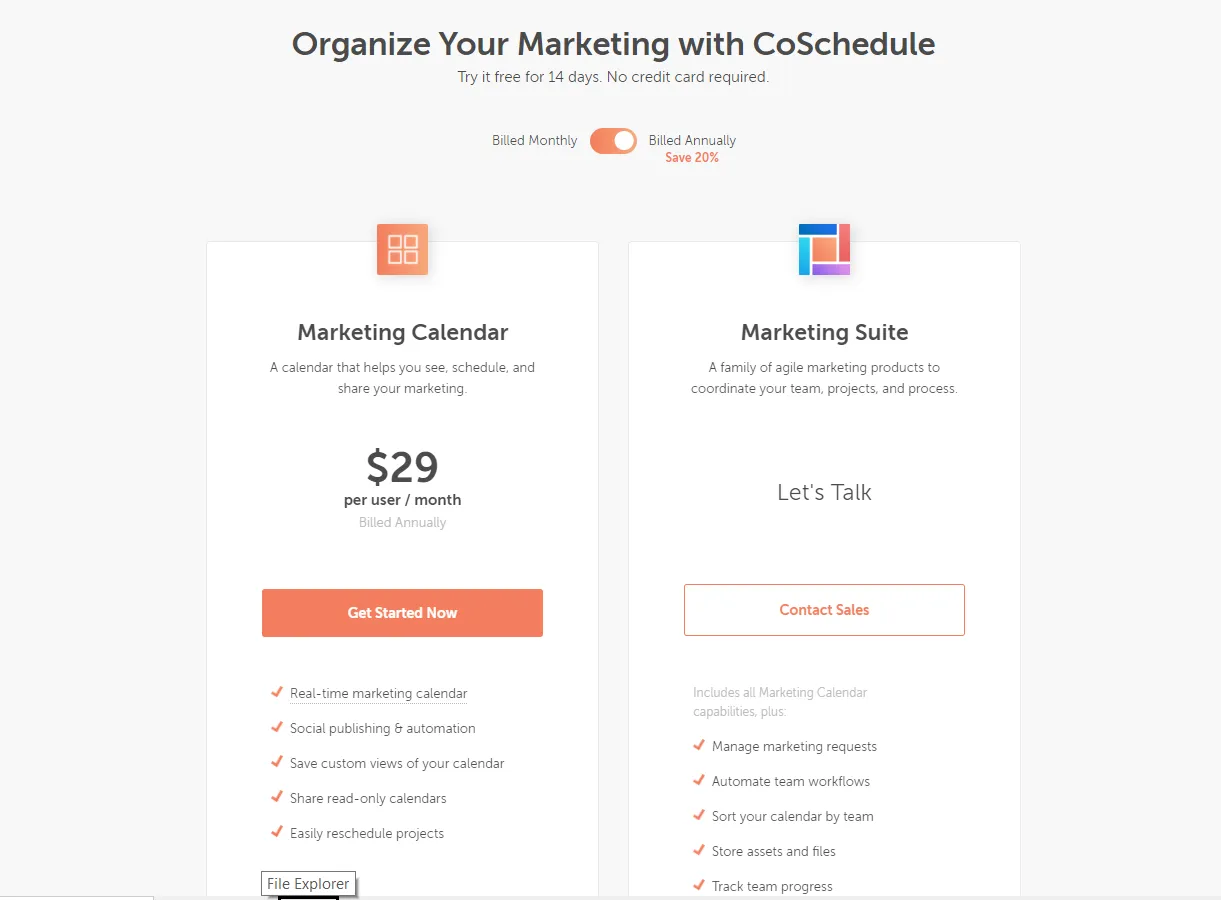 CoSchedule pricing