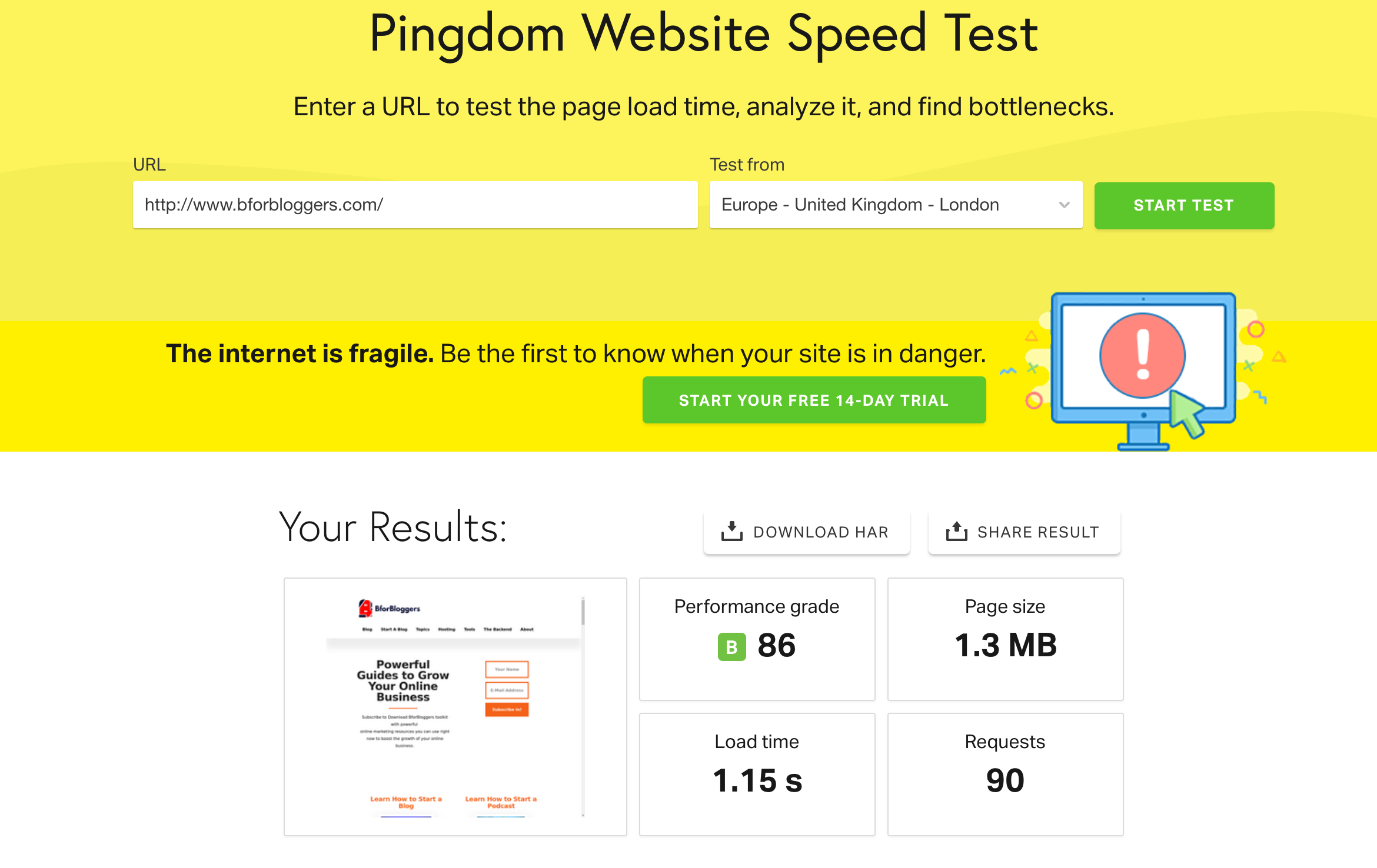 pagespeed score