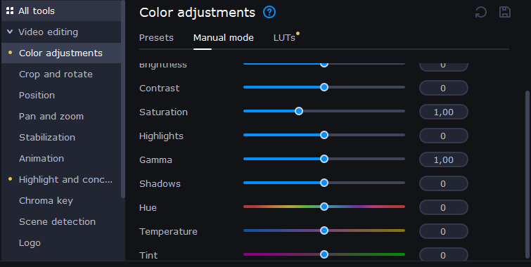 Color adjustments