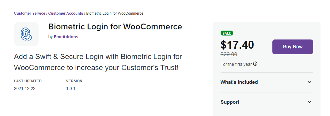 Biometric login for WooCommerce
