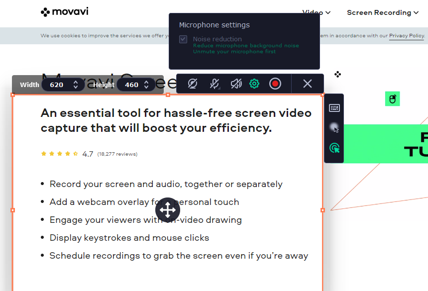 Movavi screen recording options